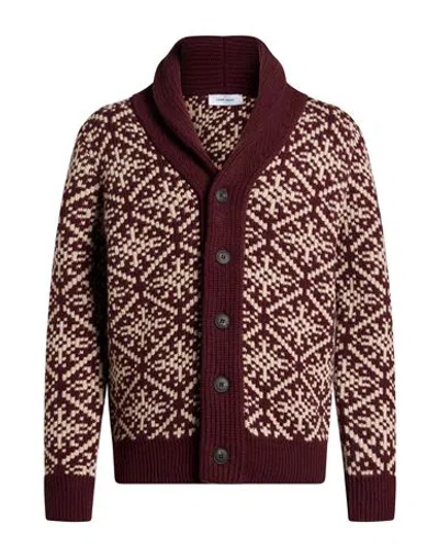 Gran Sasso Man Cardigan Burgundy Size 42 Virgin Wool In Red
