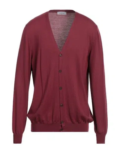 Gran Sasso Man Cardigan Burgundy Size 46 Virgin Wool In Red