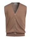 Gran Sasso Man Cardigan Camel Size 44 Virgin Wool In Brown