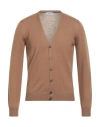 Gran Sasso Man Cardigan Camel Size 46 Virgin Wool In Beige