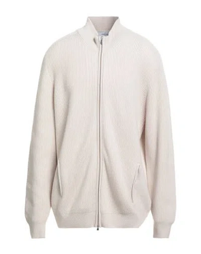 Gran Sasso Man Cardigan Cream Size 48 Virgin Wool, Viscose, Cashmere In Neutral