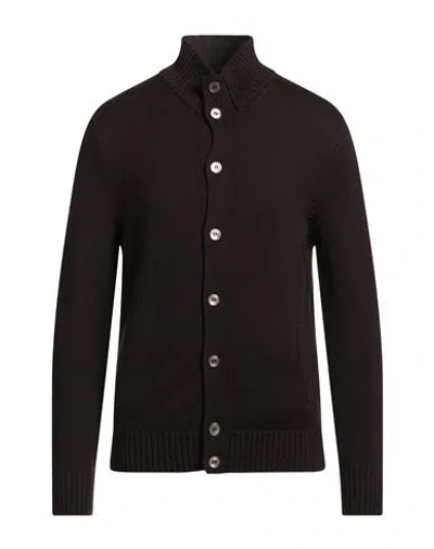 Gran Sasso Man Cardigan Dark Brown Size 48 Virgin Wool