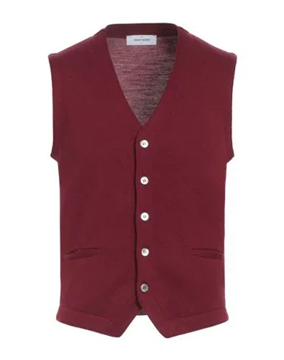 Gran Sasso Man Cardigan Garnet Size 36 Virgin Wool In Red