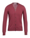 Gran Sasso Man Cardigan Garnet Size 38 Virgin Wool In Red
