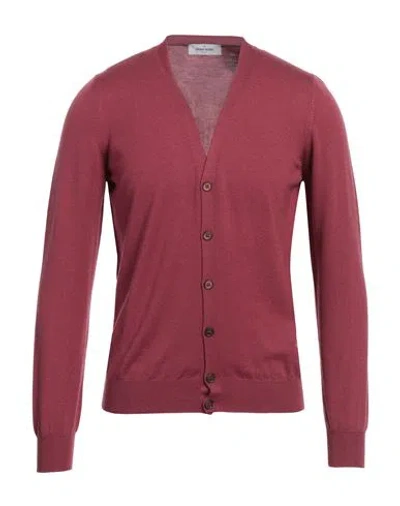 Gran Sasso Man Cardigan Garnet Size 38 Virgin Wool In Red