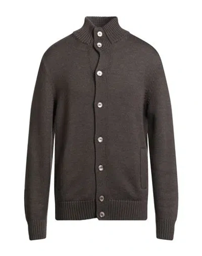 Gran Sasso Man Cardigan Khaki Size 44 Virgin Wool In Brown