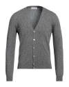 Gran Sasso Man Cardigan Lead Size 36 Virgin Wool, Viscose, Cashmere In Grey
