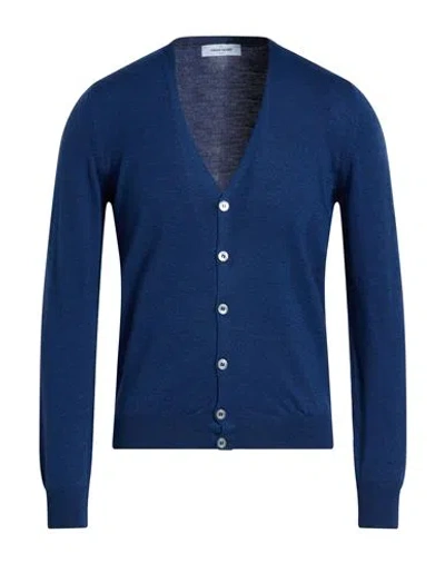 Gran Sasso Man Cardigan Midnight Blue Size 38 Virgin Wool In Brown