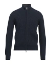 Gran Sasso Man Cardigan Navy Size 44 Virgin Wool, Cashmere, Viscose In Navy