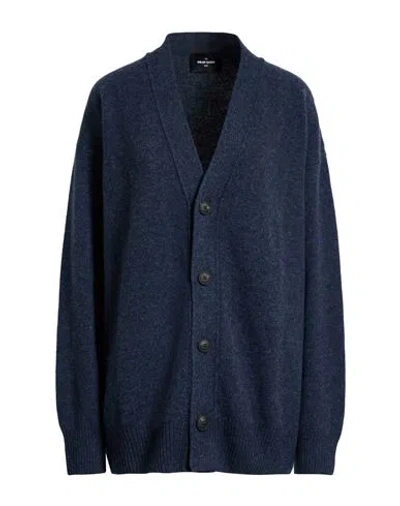 Gran Sasso Man Cardigan Navy Size 48 Virgin Wool In Blue