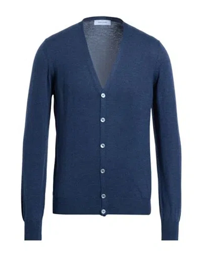 Gran Sasso Man Cardigan Navy Size 50 Virgin Wool In Blue