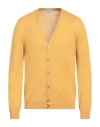 Gran Sasso Man Cardigan Ocher Size 48 Virgin Wool In Yellow