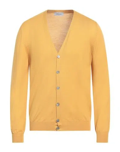 Gran Sasso Man Cardigan Ocher Size 48 Virgin Wool In Yellow