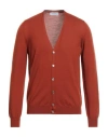 Gran Sasso Man Cardigan Rust Size 46 Virgin Wool In Red