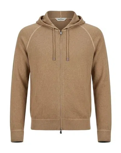 Gran Sasso Man Cardigan Sand Size 42 Virgin Wool, Cashmere, Viscose In Brown