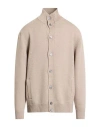 Gran Sasso Man Cardigan Taupe Size 48 Virgin Wool In Gray