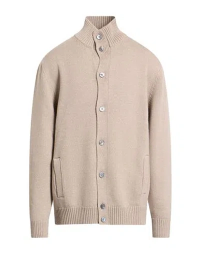 Gran Sasso Man Cardigan Taupe Size 48 Virgin Wool In Gray