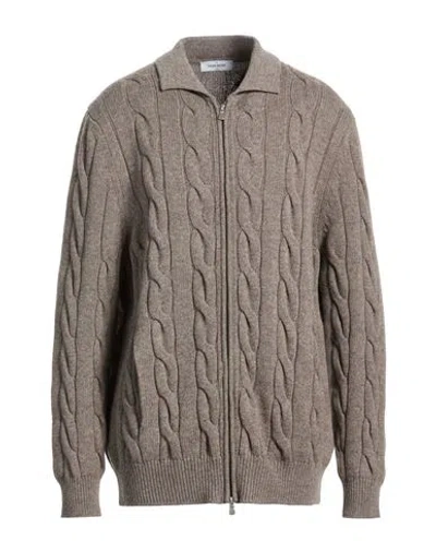 Gran Sasso Man Cardigan Taupe Size 48 Virgin Wool, Viscose, Cashmere In Gray