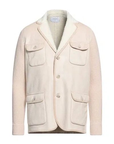 Gran Sasso Man Jacket Ivory Size 44 Virgin Wool In Pink
