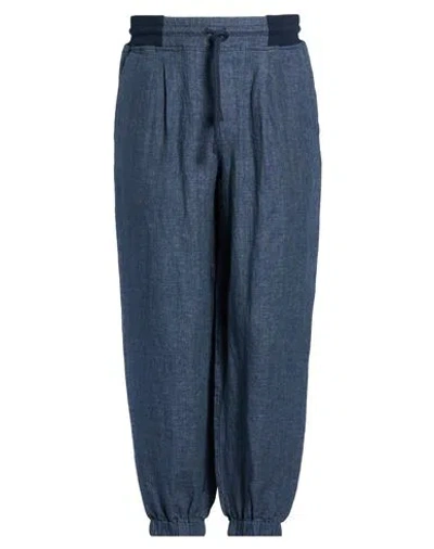 Gran Sasso Man Pants Navy Size 42 Linen In Blue