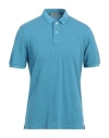 Gran Sasso Man Polo Shirt Azure Size 40 Cotton In Blue