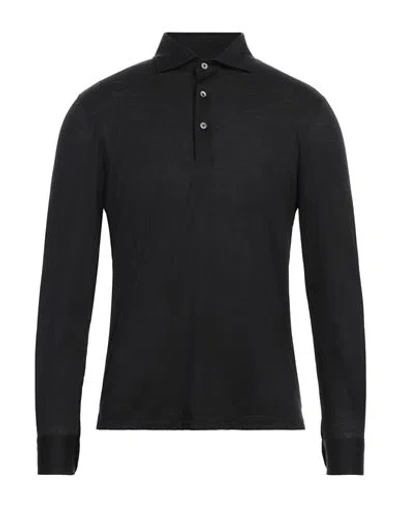 Gran Sasso Man Polo Shirt Black Size 38 Virgin Wool