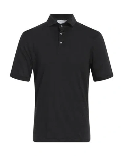 Gran Sasso Man Polo Shirt Black Size 40 Linen