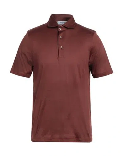 Gran Sasso Man Polo Shirt Brown Size 40 Cotton In Brown
