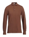 Gran Sasso Man Polo Shirt Brown Size 42 Cotton