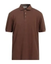 Gran Sasso Man Polo Shirt Brown Size 46 Cotton