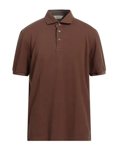 Gran Sasso Man Polo Shirt Brown Size 46 Cotton