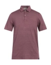 Gran Sasso Man Polo Shirt Mauve Size 42 Linen, Elastane In Purple