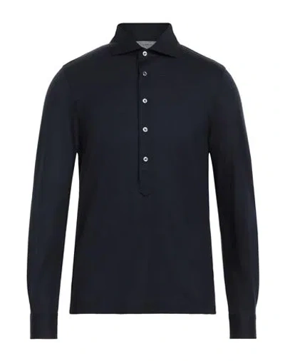 Gran Sasso Man Polo Shirt Midnight Blue Size 40 Virgin Wool