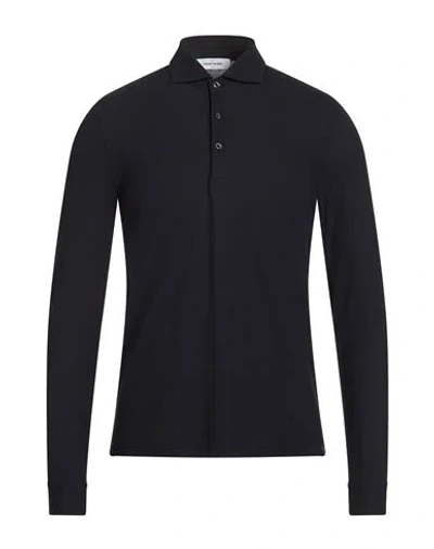 Gran Sasso Man Polo Shirt Midnight Blue Size 44 Cotton In Black
