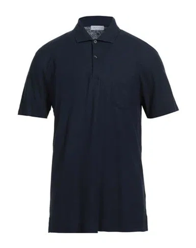 Gran Sasso Man Polo Shirt Midnight Blue Size 46 Cotton