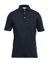 Gran Sasso Man Polo Shirt Navy Blue Size 38 Linen