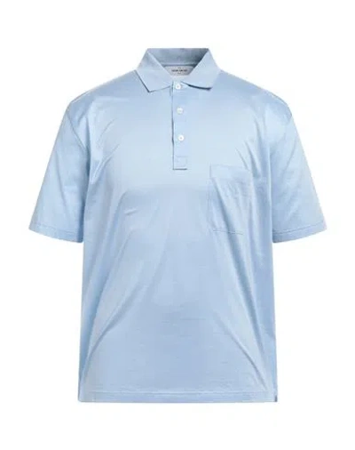 Gran Sasso Man Polo Shirt Pastel Blue Size 40 Cotton