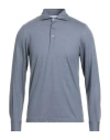 Gran Sasso Man Polo Shirt Pastel Blue Size 48 Virgin Wool