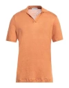 Gran Sasso Man Polo Shirt Rust Size 44 Linen In Red