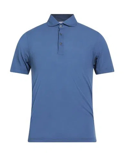Gran Sasso Man Polo Shirt Slate Blue Size 36 Cotton