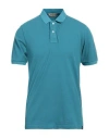 Gran Sasso Man Polo Shirt Turquoise Size 42 Cotton In Blue