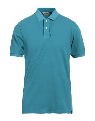 Gran Sasso Man Polo Shirt Turquoise Size 42 Cotton In Blue