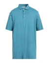 Gran Sasso Man Polo Shirt Turquoise Size 50 Cotton In Blue