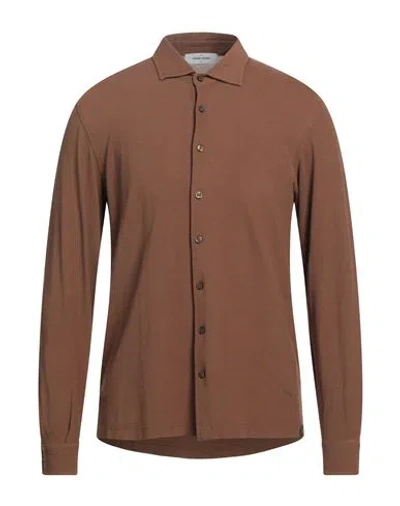 Gran Sasso Man Shirt Brown Size 40 Cotton