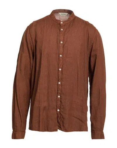 Gran Sasso Man Shirt Brown Size 44 Linen