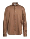 Gran Sasso Man Shirt Camel Size 48 Cotton In Beige