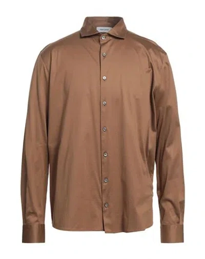 Gran Sasso Man Shirt Camel Size 48 Cotton In Beige