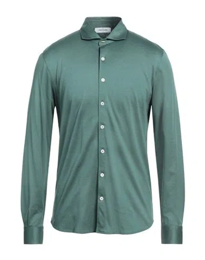 Gran Sasso Man Shirt Dark Green Size 40 Cotton