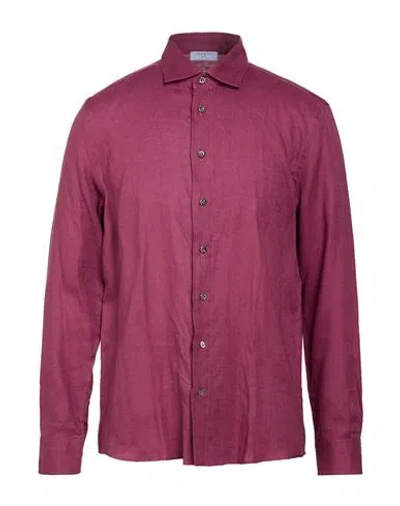 Gran Sasso Man Shirt Garnet Size 42 Linen In Red