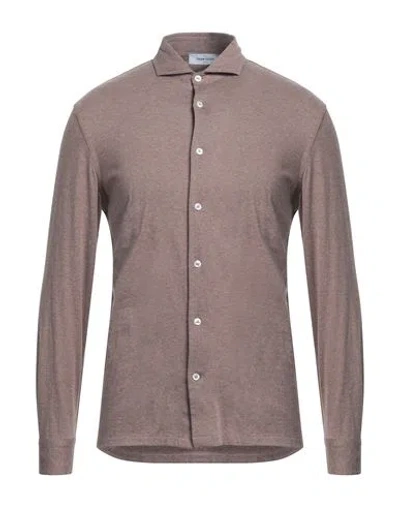 Gran Sasso Man Shirt Khaki Size 15 ½ Cotton In Brown